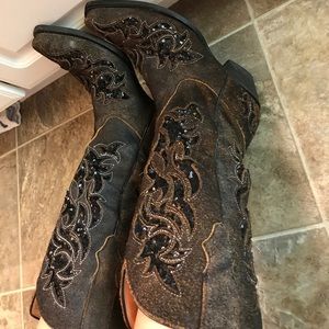 Black sequin corral cowgirl boots