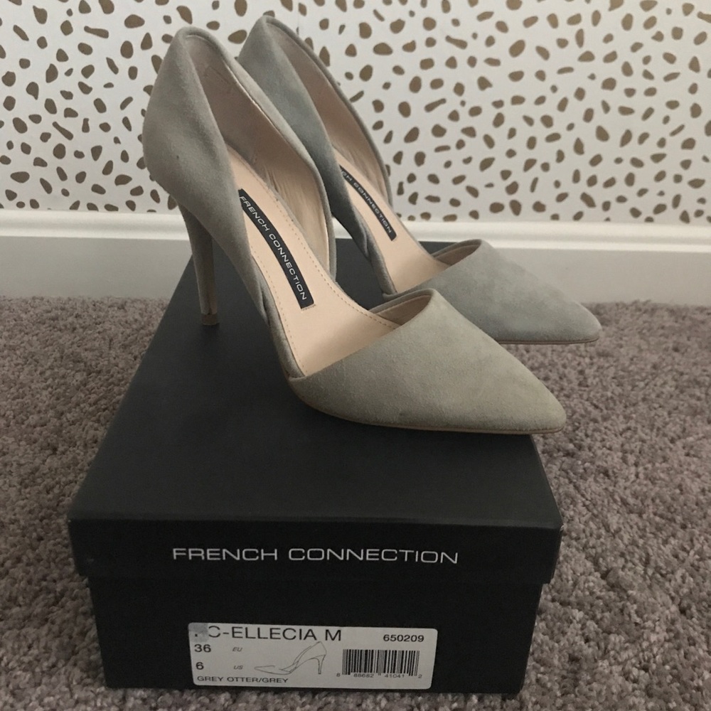 French Connection Gray Heels in gray condition!