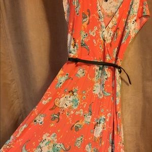Torrid coral challis floral & paisley dress