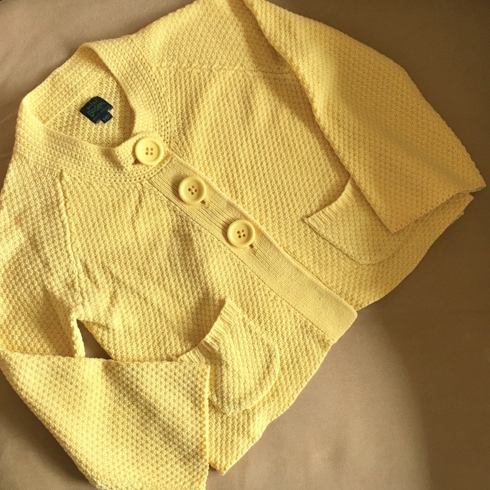 Mini Boden kids yellow knit cardigan