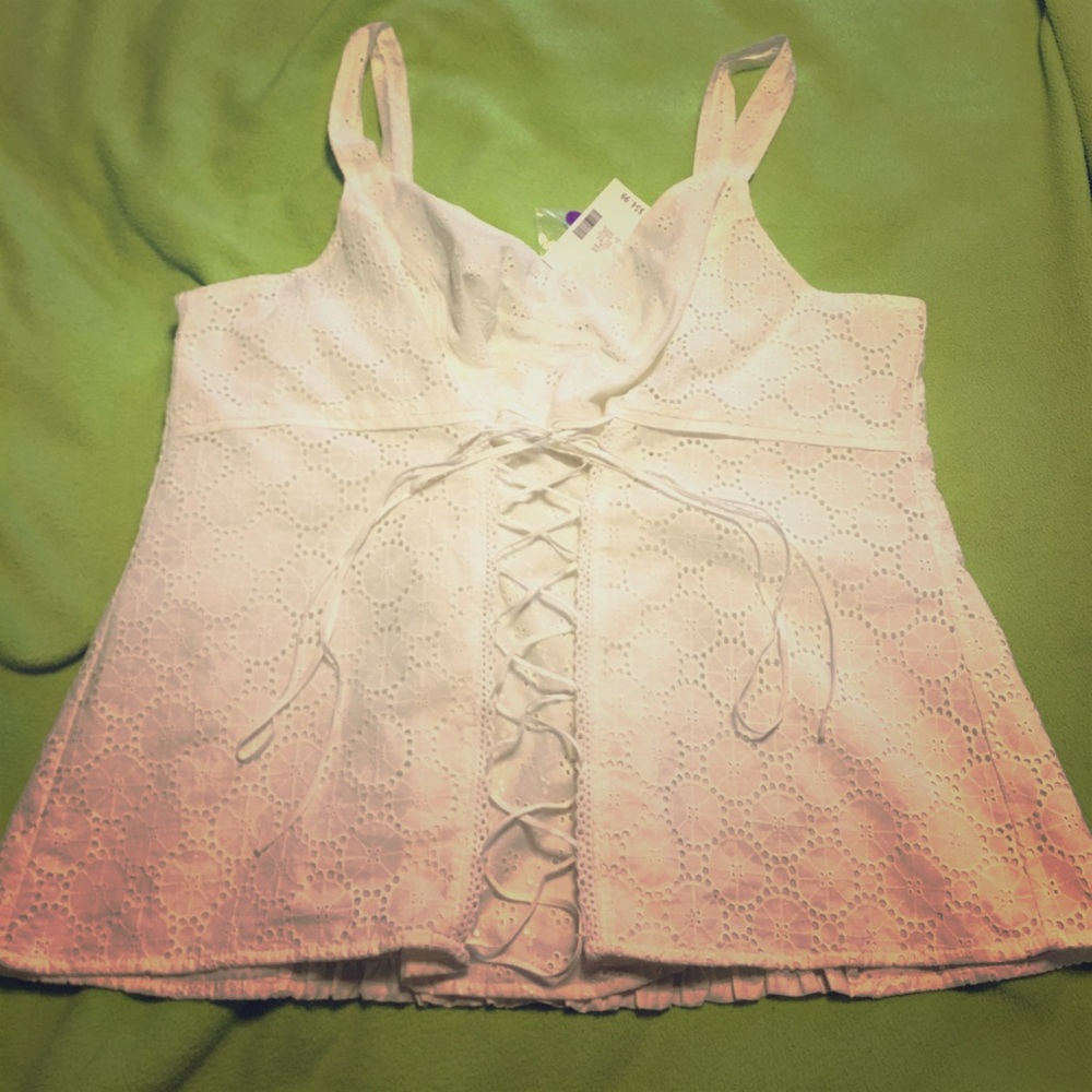 Bright white lace tank top!