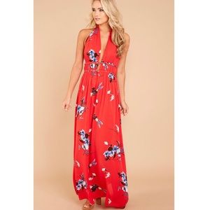 Red Floral Maxi Dress