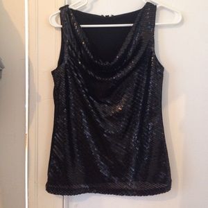 Talbots black sequin cowlneck no-sleeve shirt SP