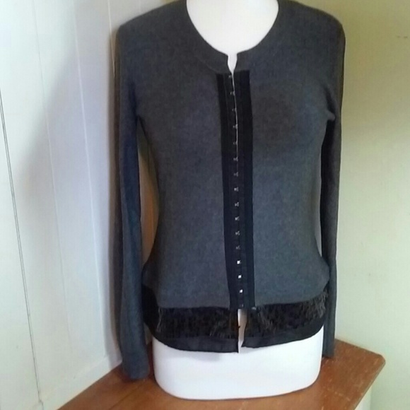 Simply Vera Classy Gray Beaded Cardigan - Picture 1 of 5