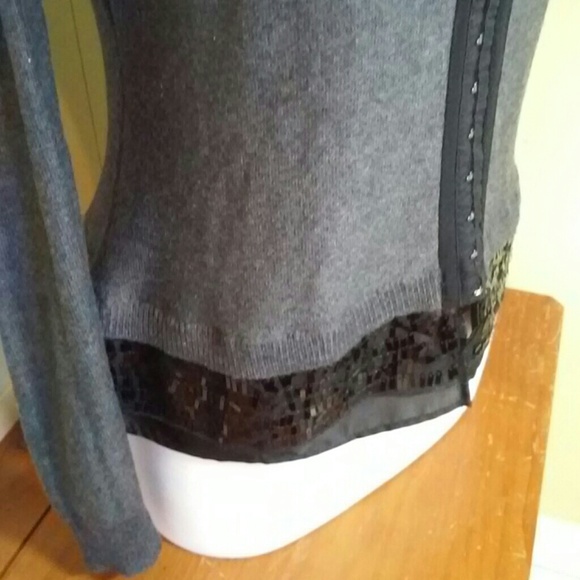 Simply Vera Classy Gray Beaded Cardigan - Picture 2 of 5