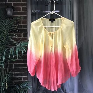 Yellow and red flowy blouse size Large