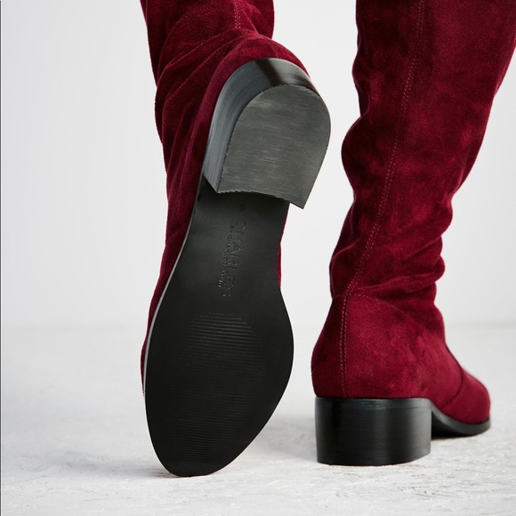 FREE PEOPLE Dreamer Over the Knee Suede BOOTS Red - Picture 4 of 4