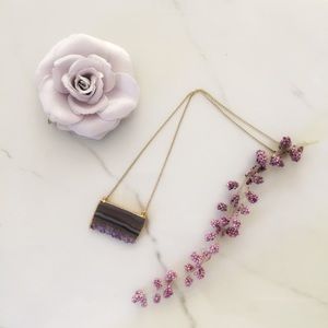 New Amethyst Slice Necklace Geode Pendant Purple