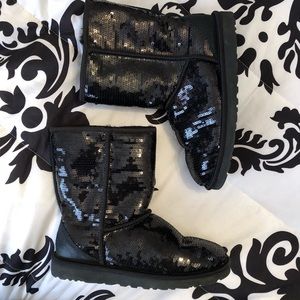 🖤♠️ Black Sequin Sparkle Uggs LIKE BRAND NEW 🖤♠️