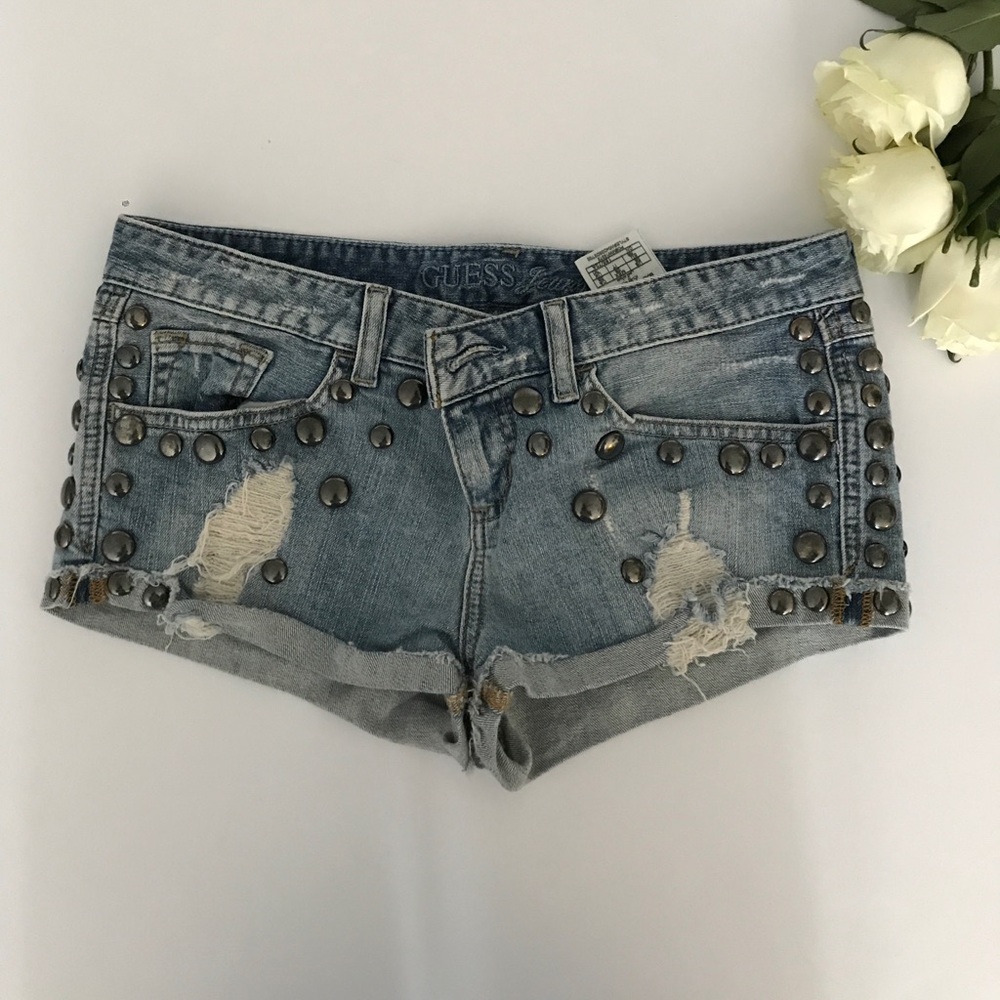 Guess jean shorts with silver studs