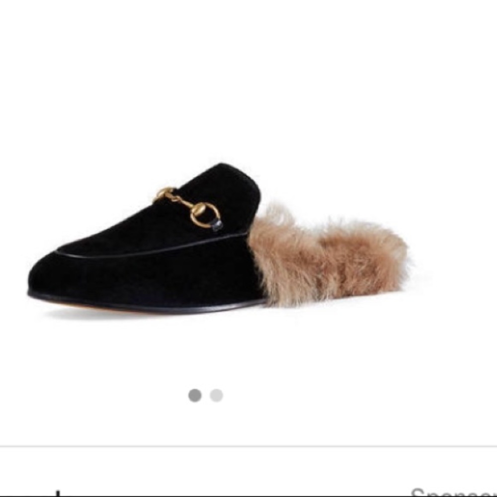 Gucci princetowen fur-lined velvet mules