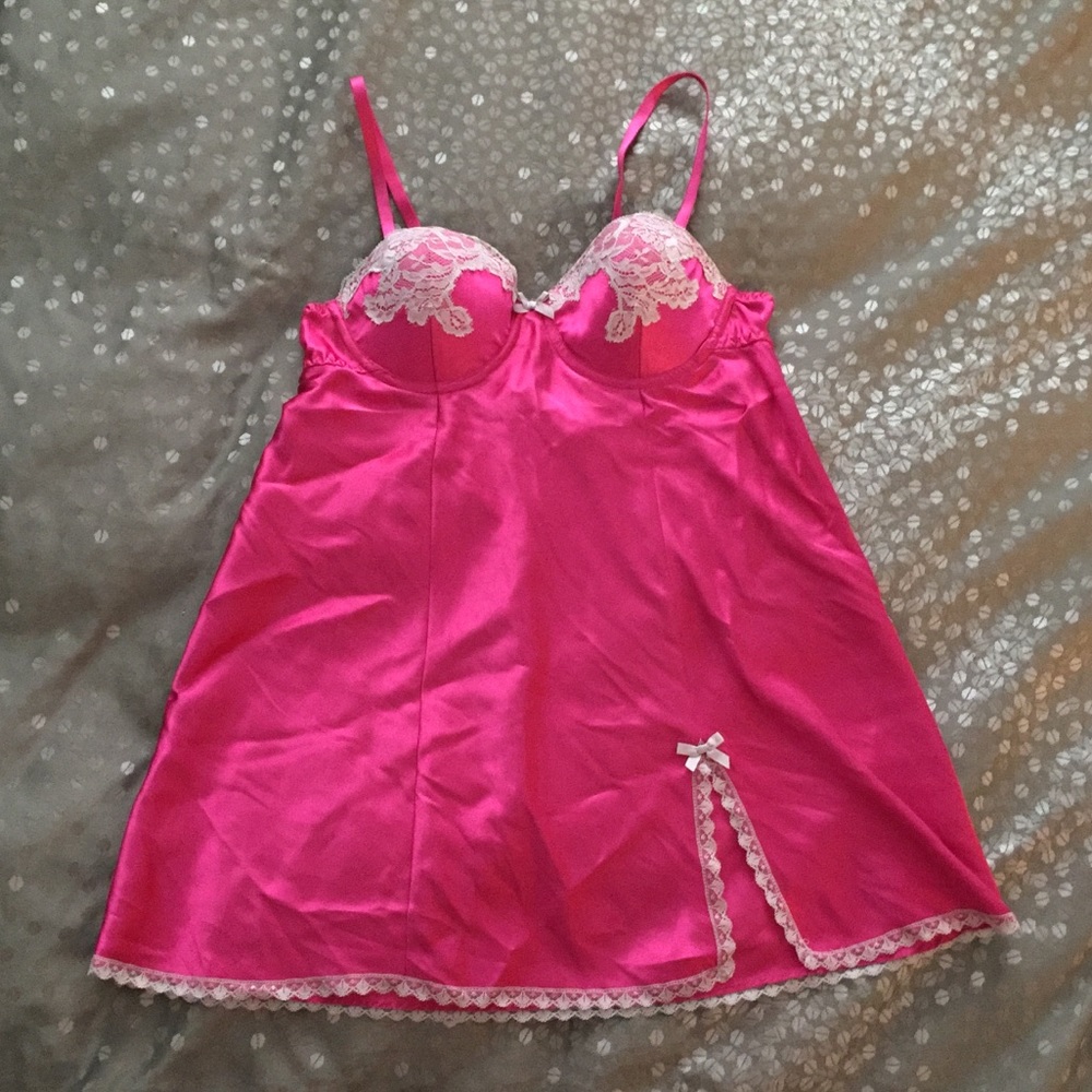 NWOT Hot Pink babydoll lingerie top Sz Small