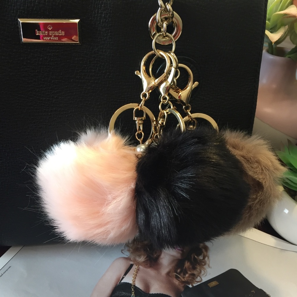 Faux fur Pom Pom keychain/purse