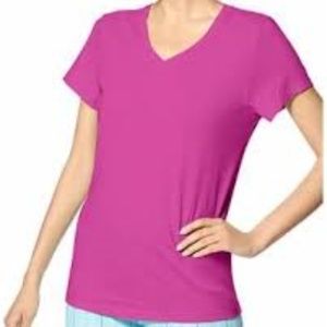 HUE Solid Short Sleeve V-Neck T Sleepwear New