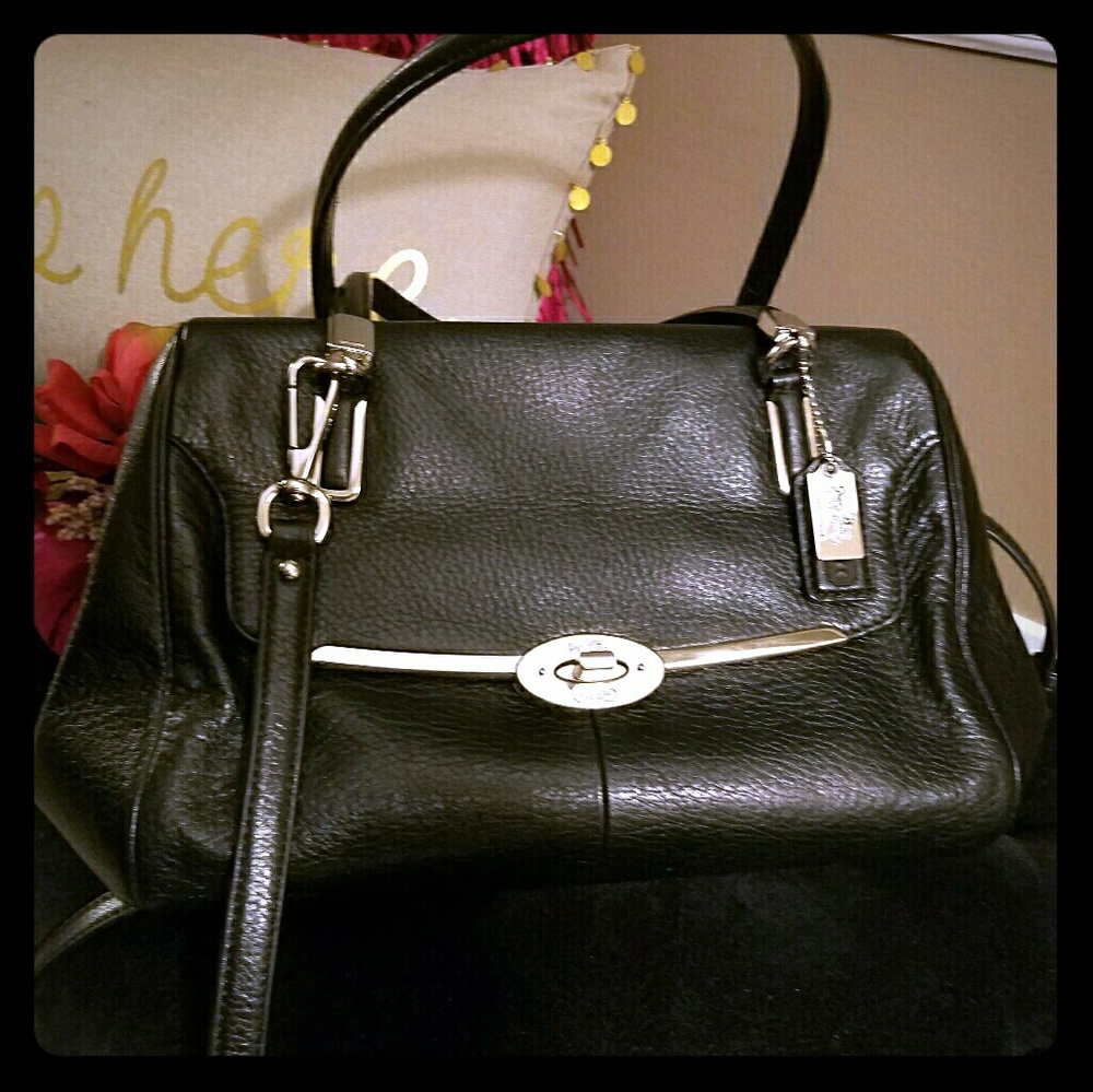 Black leather Coach bag