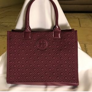 Tory Burch Quilted Ella Tote in Maroon