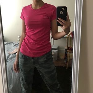 Nike hot pink running dri fit shirt