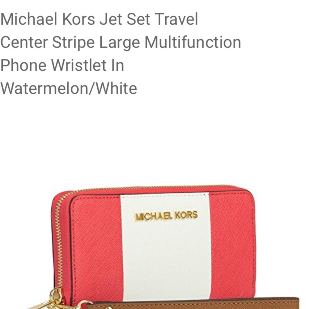 Michael Kors jet set wristlet/ white & watermelon