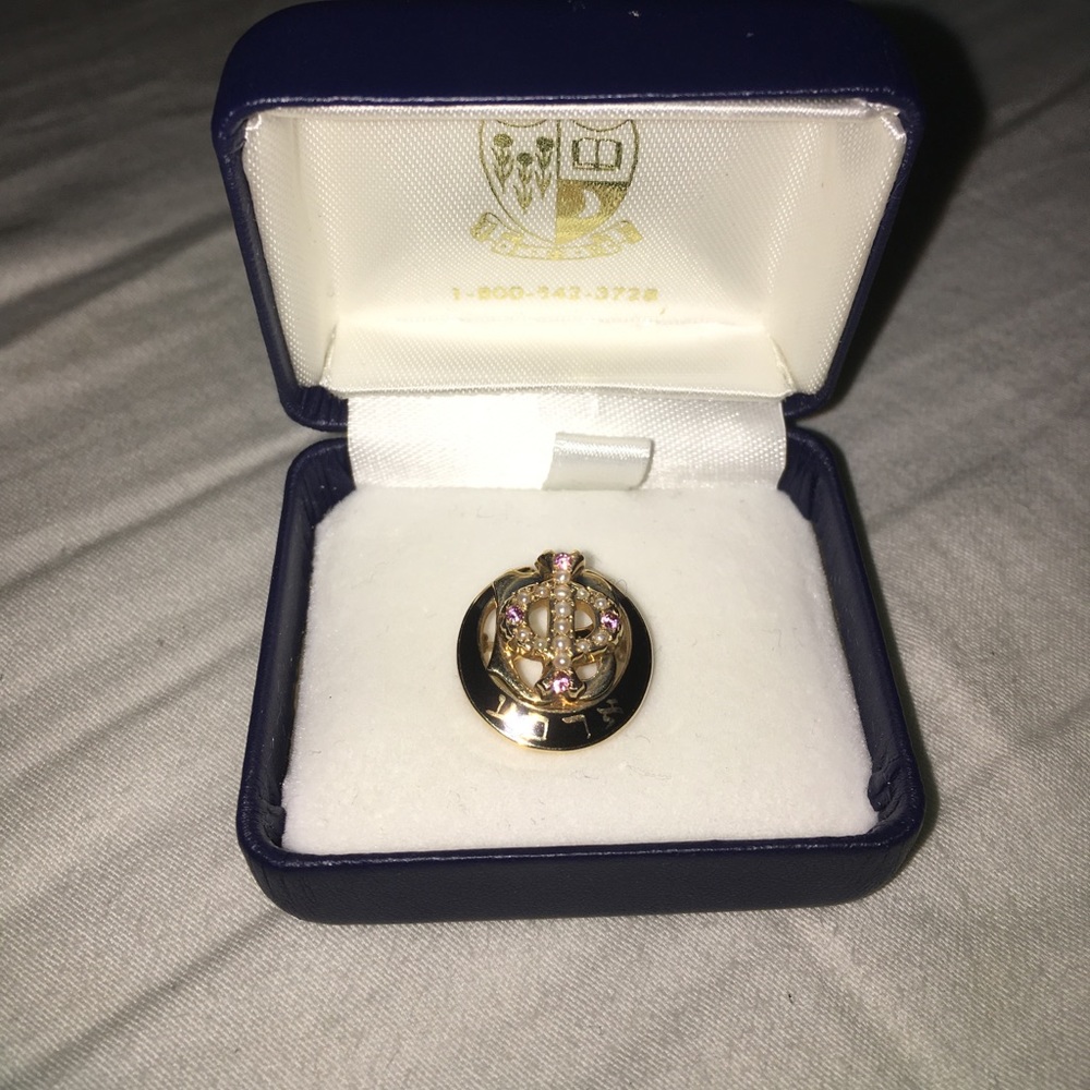 Pink Sapphire and Pearl Gamma Phi Beta Pin