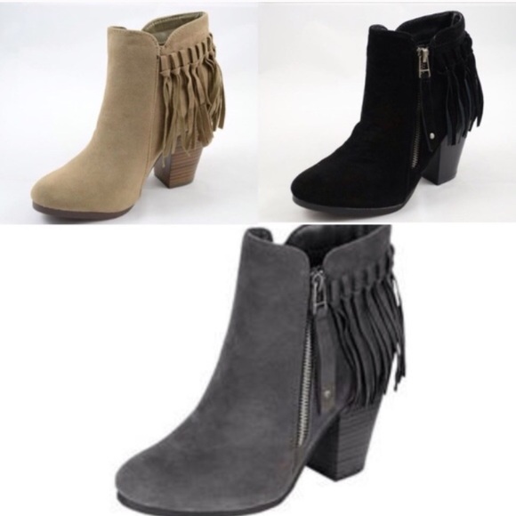 ❤️6 or 8❤️ Black Vegan Leather Suede Heel Booties - Picture 4 of 5