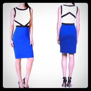 Calvin Klein Blue/white color blocked dress midi