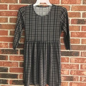 Black/ Gray Plaid Knit Dress. Size M.