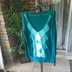 GAP Emerald Green square patterned sweater