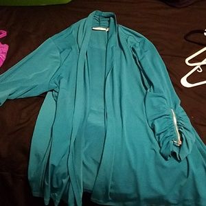 Cardigan teal in color