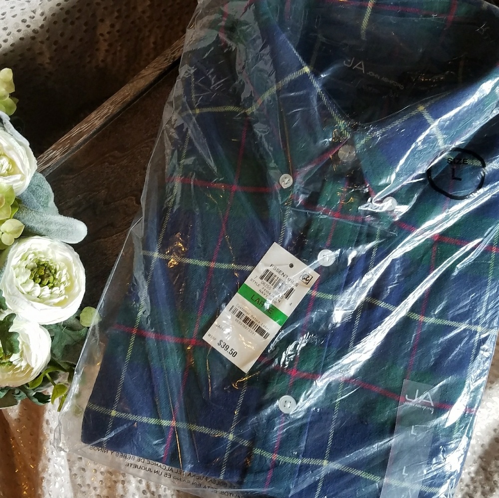 John Ashford casual flannel button down plaid