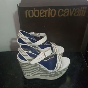 Roberto cavalli white wedge