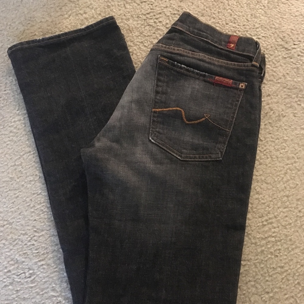 7 FOR ALL MANKIND BLACK FADED BOOTCUT JEANS!!!