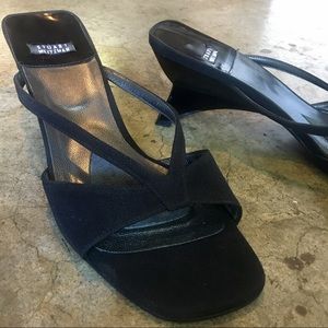 Vintage Black Stuart Weitzman Square Sandal Heels
