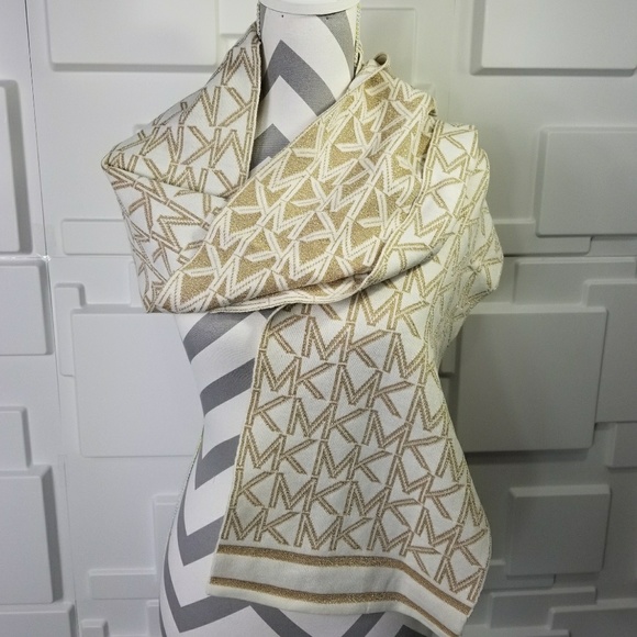 ❤LAST 2❤ MICHAEL KORS METALLIC SCARF cream/gold - Picture 4 of 4