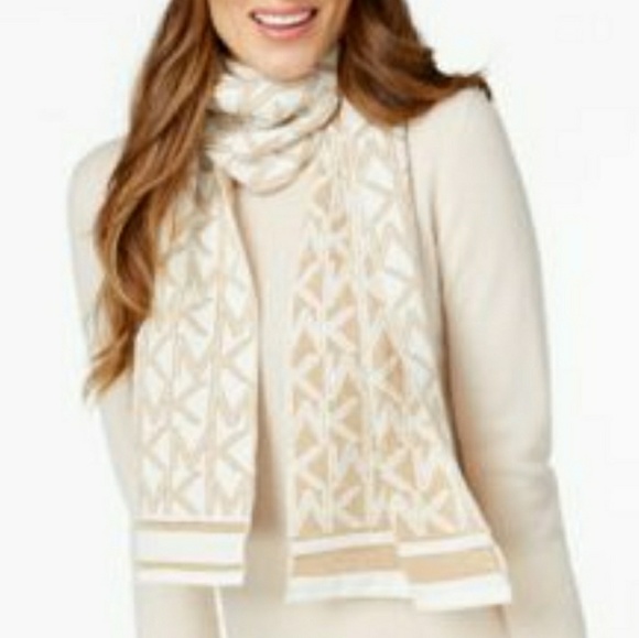 ❤LAST 2❤ MICHAEL KORS METALLIC SCARF cream/gold - Picture 2 of 4