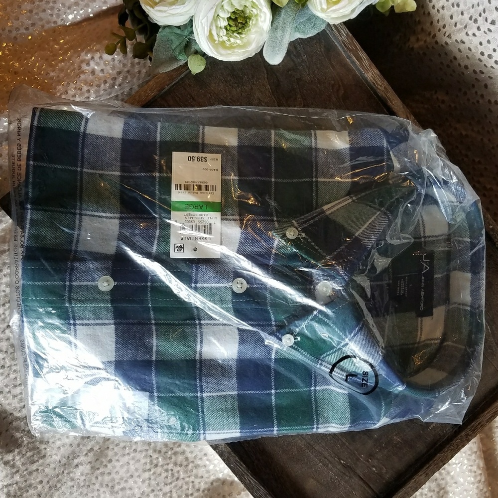 JA john ashford button down casual flannel plaid