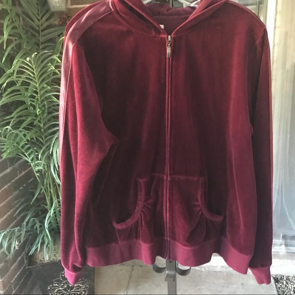 Velour maroon zipper jacket - Picture 2 of 5