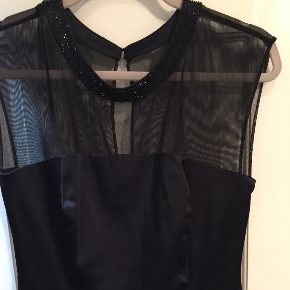 Calvin Klein gorgeous blue mesh lace and satin blouse
