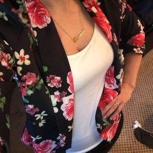 Black Floral Thin Blazer