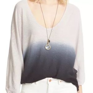 New FREE PEOPLE Grey Tie Dye Top Sz M