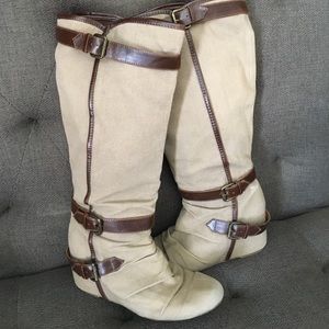 Aldo Canvas Hidden Wedge Boots