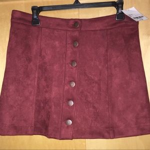 Forever 21 Rust Suede Buttoned Front Skirt