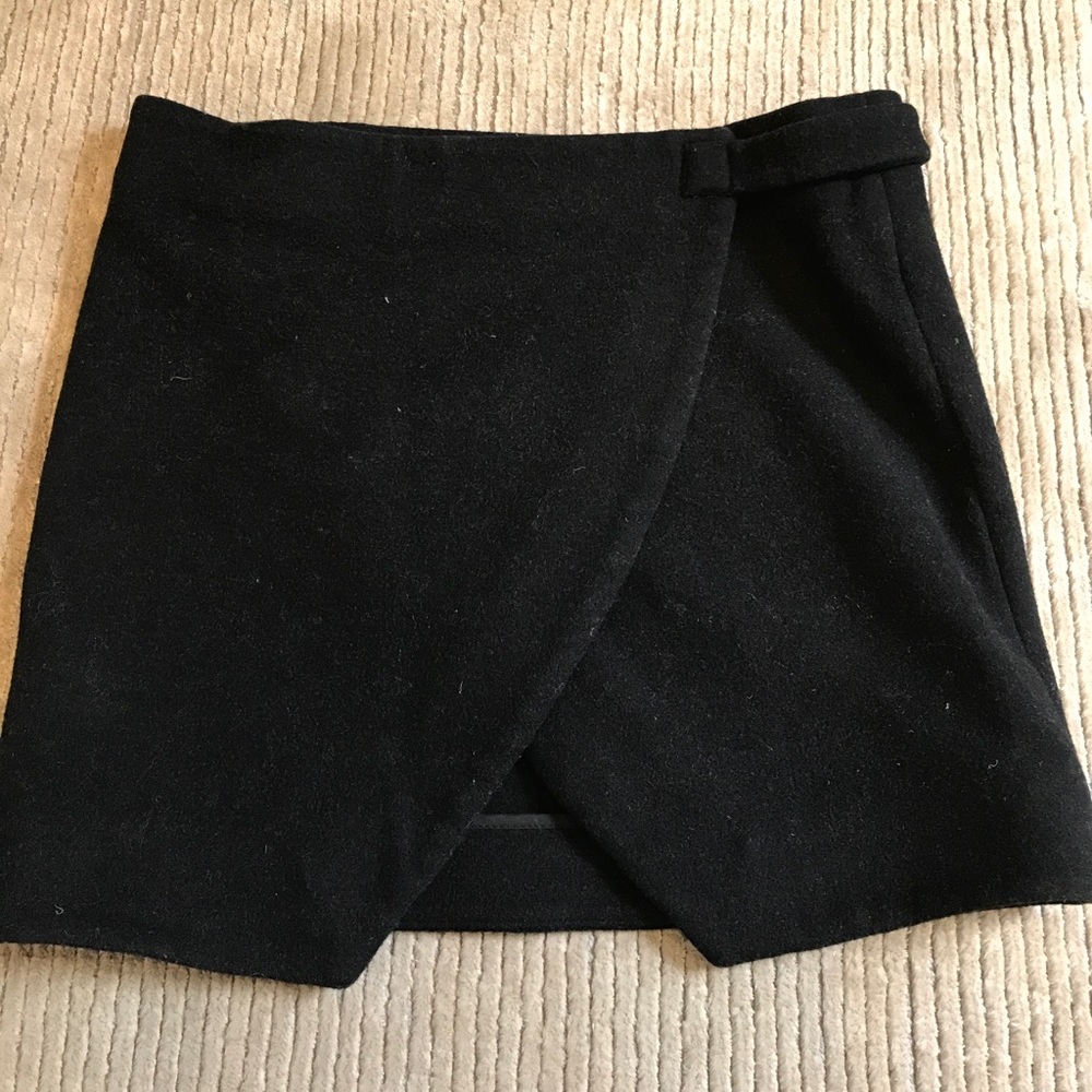 Topshop Boutique black wool wrap mini skirt