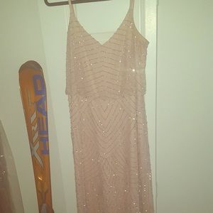 Adrianna Papell blush beaded blouson dress