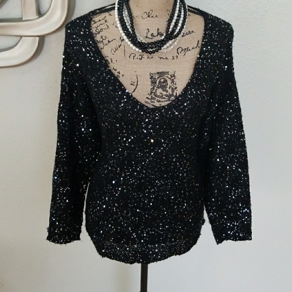 Black Sequin Sweater