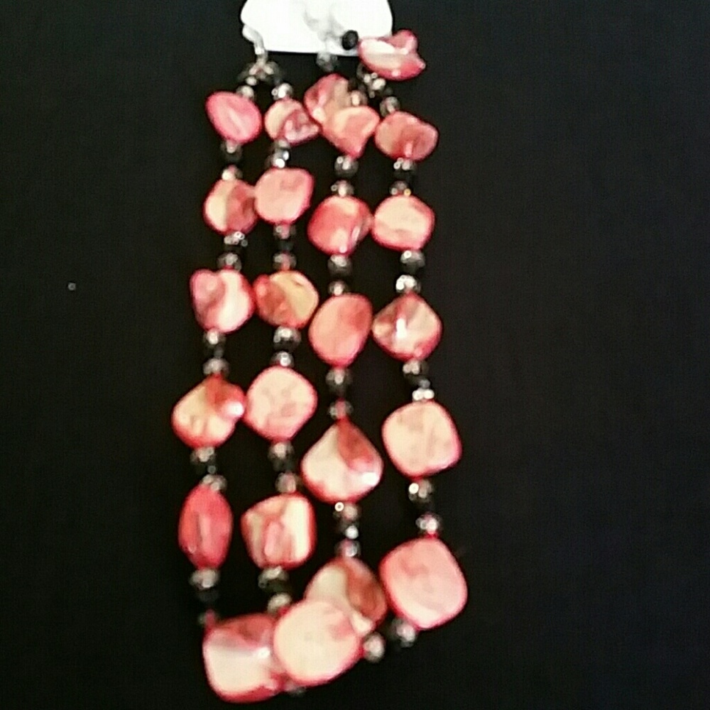 2 strand set watermelon red and black