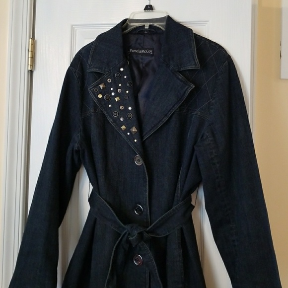 Denim trench coat, size Large💥💥💥 - Picture 1 of 3