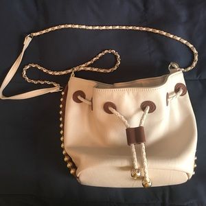 Cream cross body purse