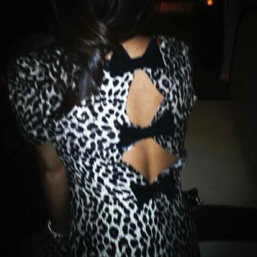 Leopard Print Cocktail Dress with Bows on Back