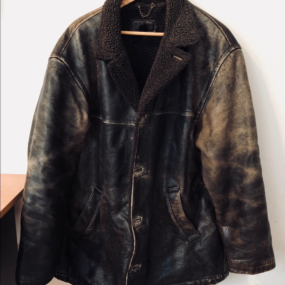 J.Crew Vintage Brown leather bomber aviator jacket
