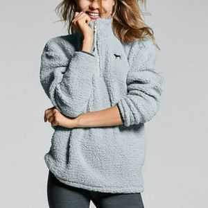 VS Pink Sherpa Boyfriend Quarter Zip